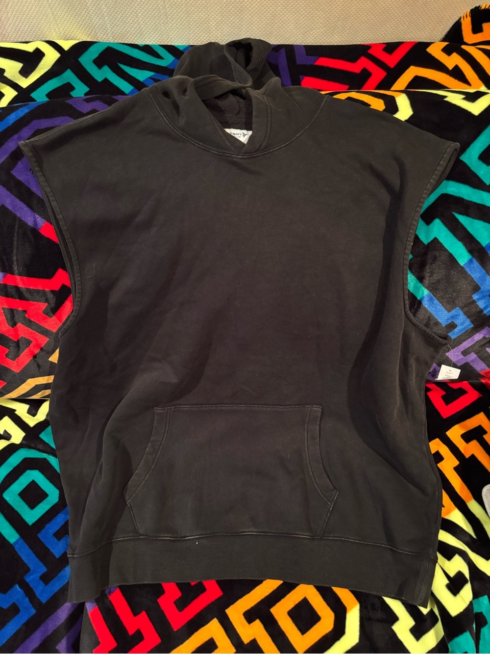 Old Navy Black Sleeveless Hoodie